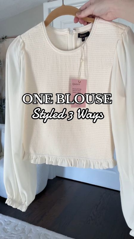 Quince Chiffon Cropped Smocked Blouse - size medium , work outfit ideas, quince blouse 

#LTKworkwear #LTKVideo #LTKmidsize
