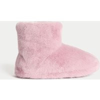 M&S Kids Faux Fur Slipper Boots (4 Small - 7 Large) - 10 S - Pink, Pink | Marks & Spencer IE