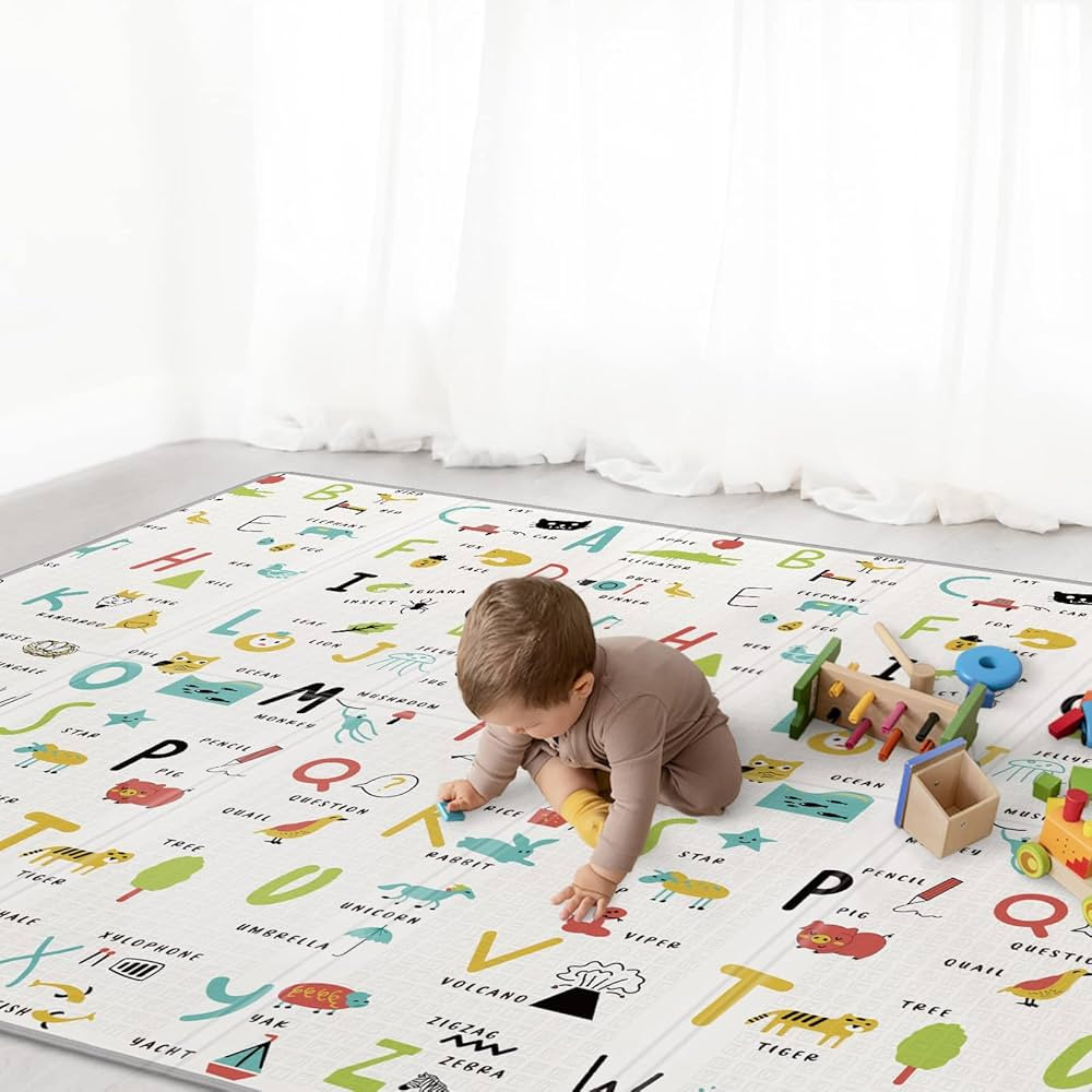 Baby Play Mat 79" X 71",Reversible Waterproof Foldable Foam Floor Playmat for Kids Toddlers, Extr... | Amazon (US)