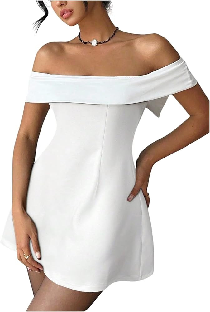 SOLY HUX Women's Off The Shoulder Bowknot Dress A Line Cocktail Graduation Mini Dresses | Amazon (US)