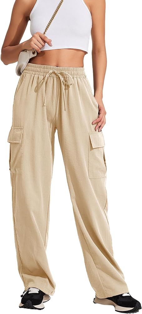 PINSPARK Cargo Pants Women Hiking Light Lightweight Quick Dry Pant Athletic Elastic High Waisted ... | Amazon (US)