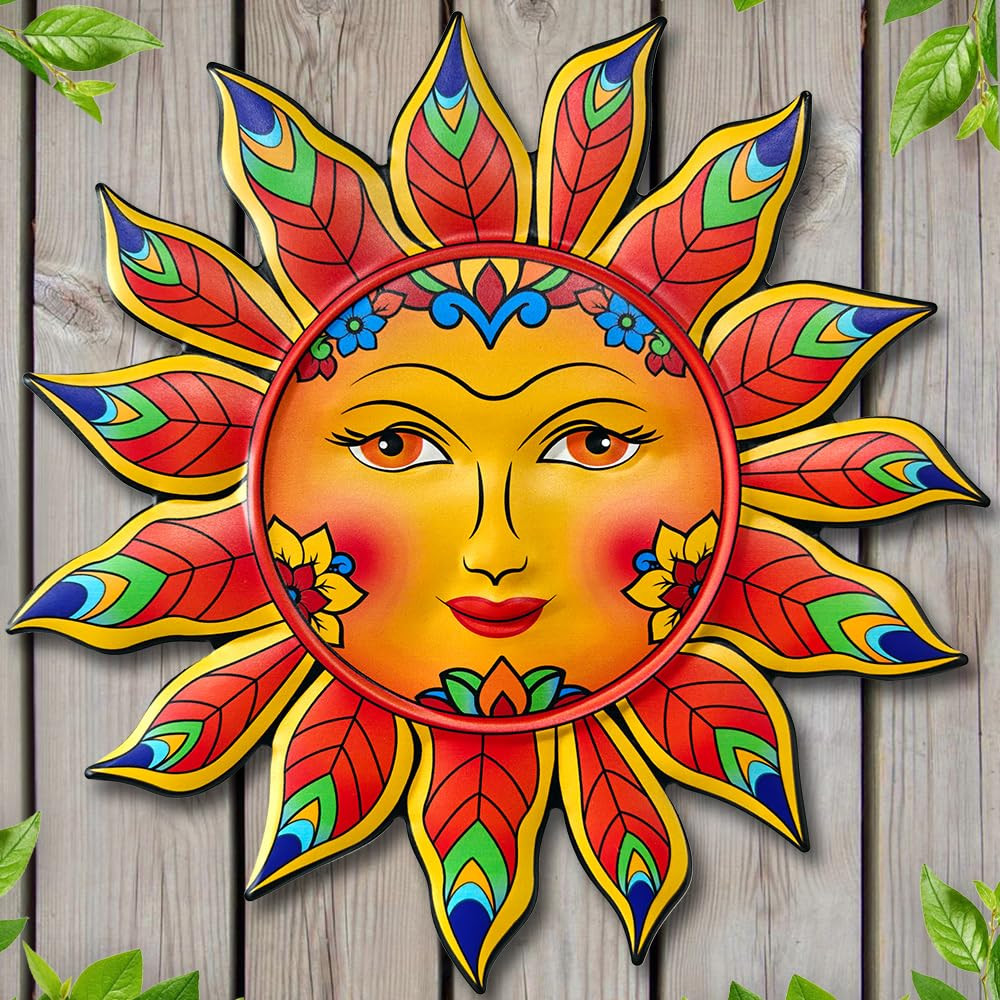 Metal Sun Flower Wall Decor,13inches Sun Wall Art Hanging Decoration for Indoor and Outdoor, Gard... | Amazon (US)