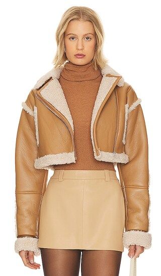 Adrina Cropped Jacket in Biscuit | Revolve Clothing (Global)