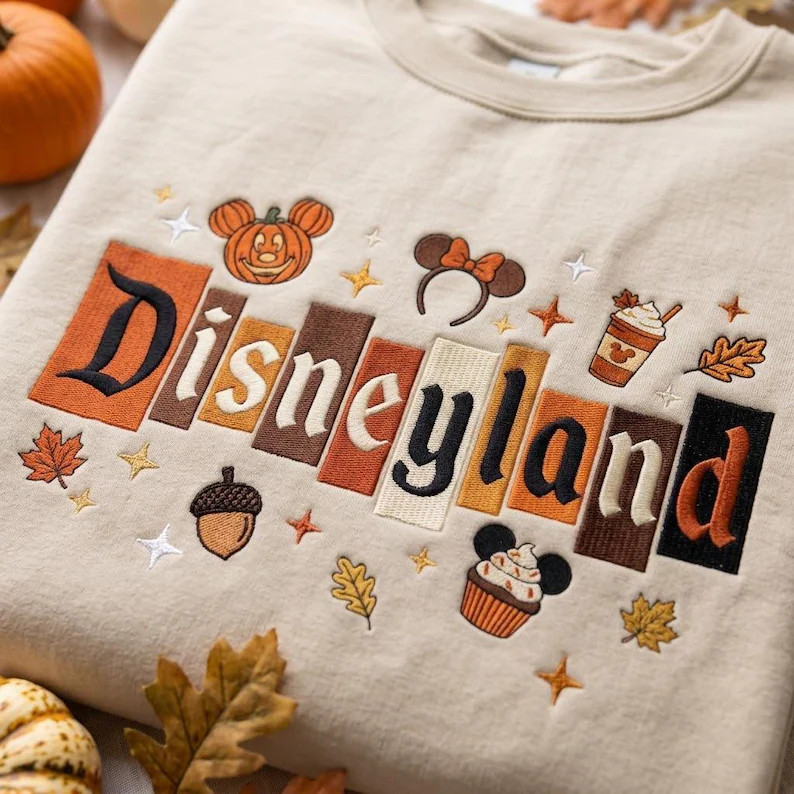 Embroidered Disneyland Fall Sweatshirt, Halloween Pumpkin Ears Crewneck, Magical Autumn Leaves Ju... | Etsy (Global)