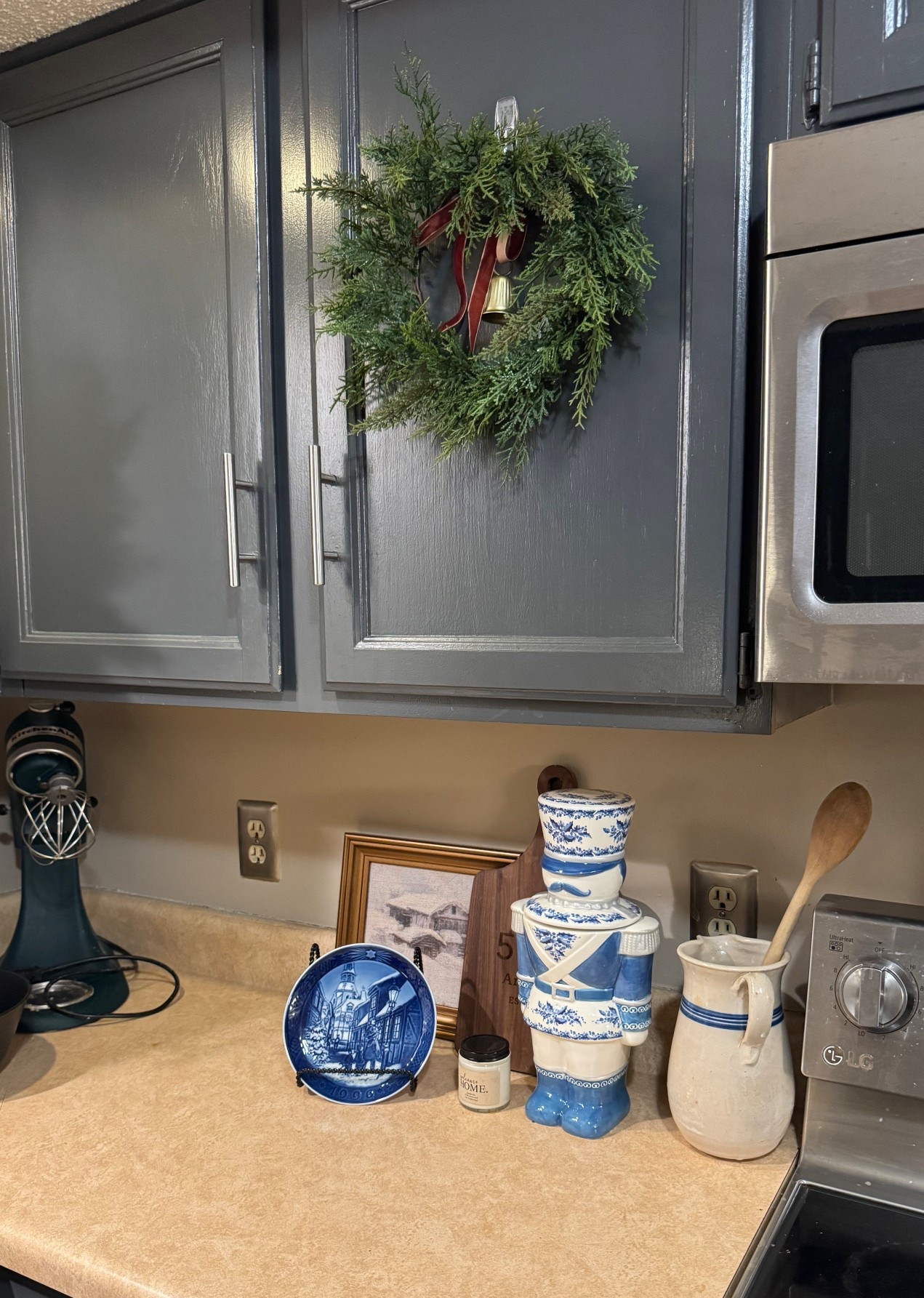 Christmas decor already going up + using my sweet friend’s idea for wreaths on my cabinets once I found these bell + ribbon pieces. I wanted something not quite so cheesy for my decor for my kitchen and I feel as if these could stay all winter

#LTKSeasonal #LTKHome #LTKHoliday