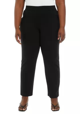 Ak Anne Klein Women's Plus Size Pull On Slash Pocket Trouser Pants, Black, 1X | Belk