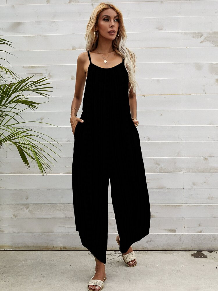 Striped Print Asymmetrical Hem Cami Jumpsuit | SHEIN