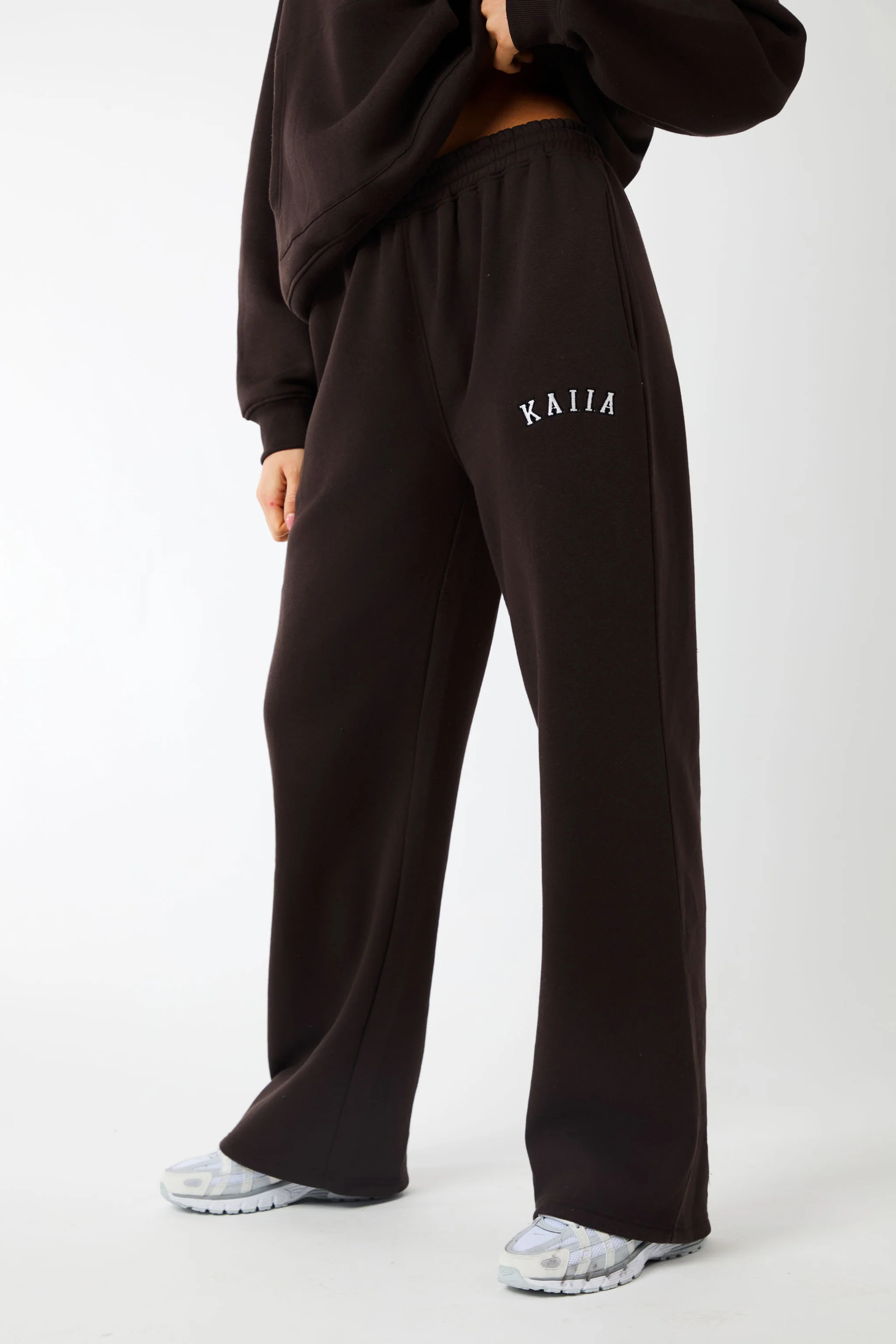 Kaiia Logo Wide Leg Joggers Brown | Kaiia the Label