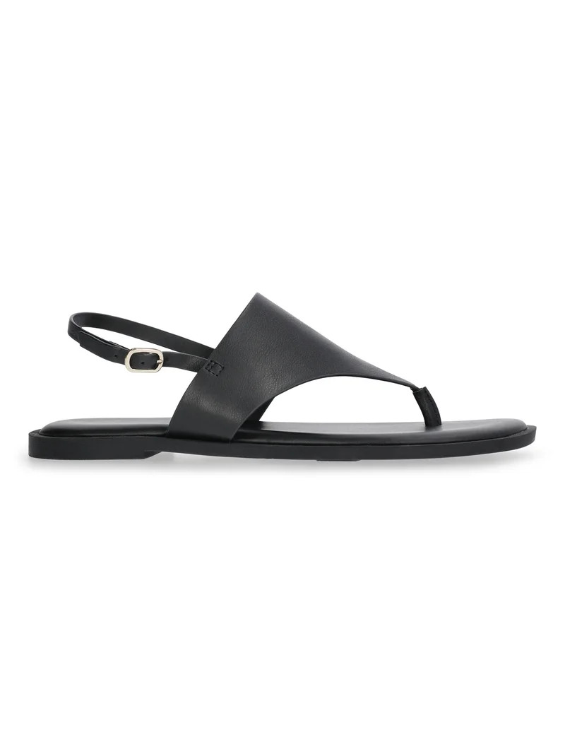 Time and Tru Women's Hooded Faux Leather Thong Sandals | Walmart (US)