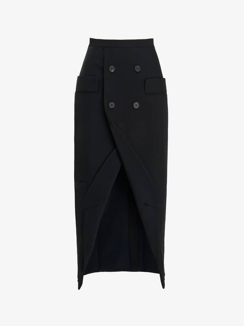 Women's Upside-down Slashed Skirt in Black | Alexander McQueen