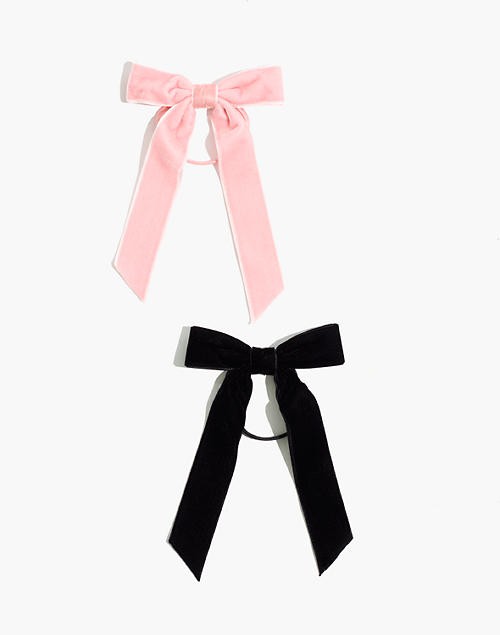 Two-Pack Velvet Bow Hair Elastic | Madewell