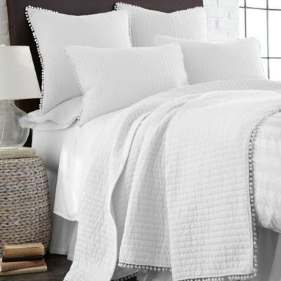 Levtex Home Pom Pom Reversible Twin Quilt in White | Bed Bath & Beyond