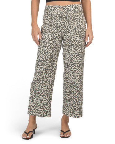 Linen Blend Leopard Printed Pants for Women | Rayon/Cotton | Marshalls