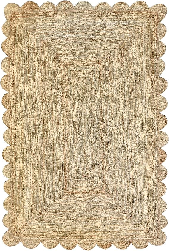 Gautam International Scalloped Natural Jute Area Rug, Natural Color (3'X5') | Amazon (US)