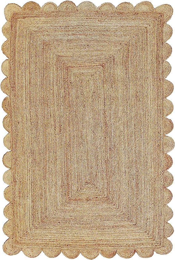 Scalloped Natural Jute Area Rug, Natural Color (2'X3') | Amazon (US)