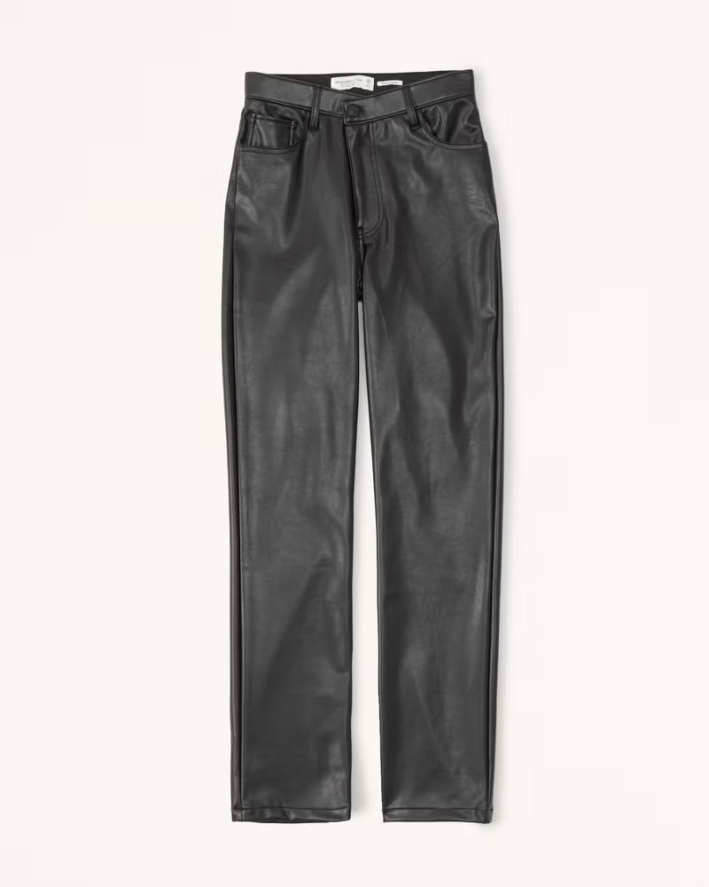 Criss-Cross Waistband Vegan Leather 90s Straight Pant | Abercrombie & Fitch (US)
