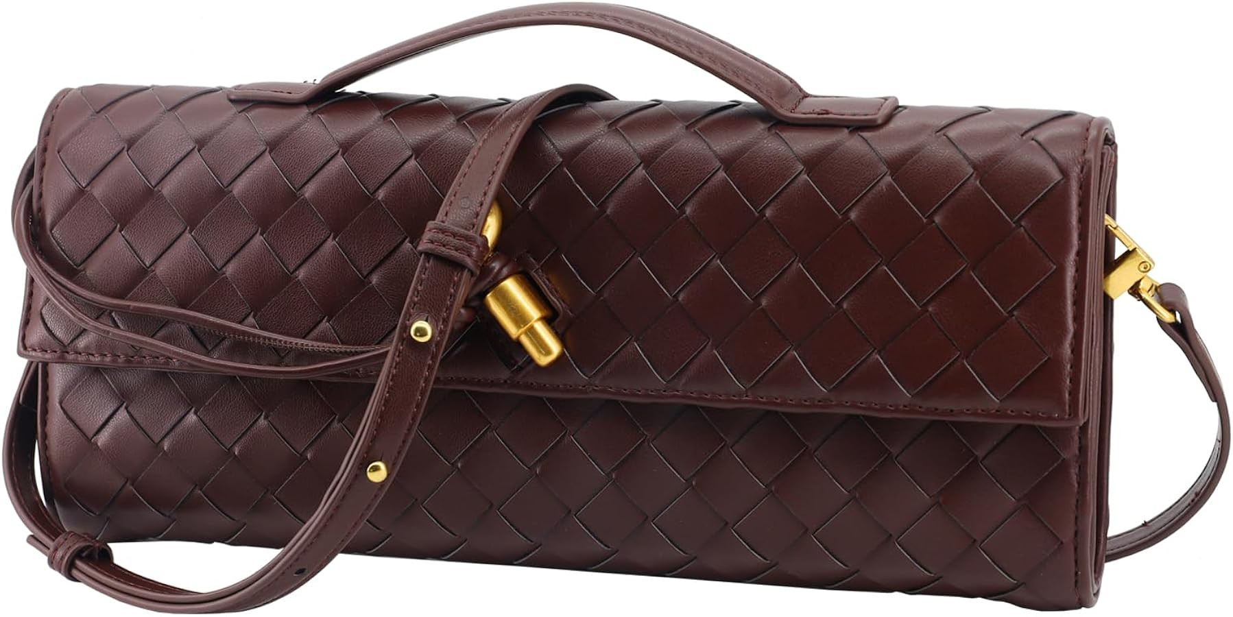 Woven Clutch Purses for Women Evening Bag Handmade Leather Shoulder Handbag Fashion Crossbody Pur... | Amazon (US)