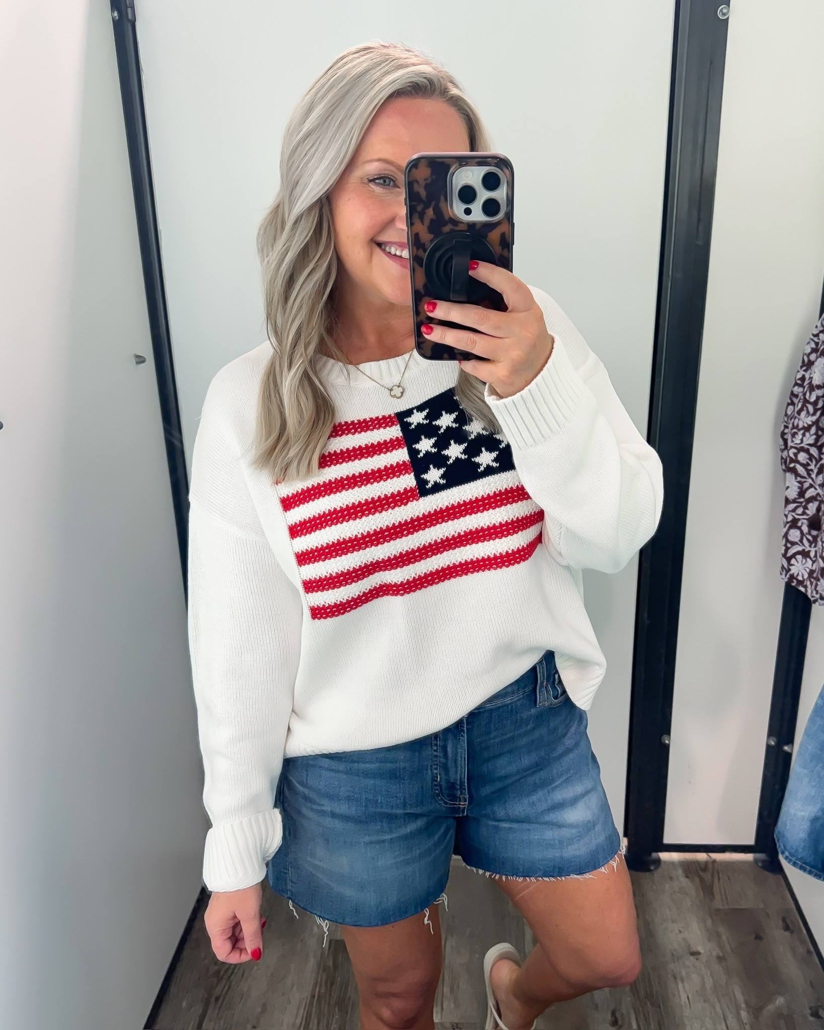 This American flag sweater is a fun, festive way to show your patriotic spirit while staying cozy. Perfect for Memorial Day, Fourth of July, or casual everyday looks. 

American flag sweater, patriotic style, cozy knit, summer outfit, festive fashion, casual chic, weekend style, lovelylifestyling

#LTKSeasonal #LTKTravel #LTKootd