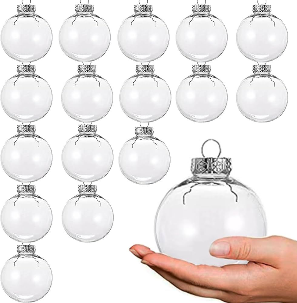 16PCS DIY Christmas Hanging Decoration，2.36Inch Clear Plastic Fillable Ornament Balls， for Ch... | Amazon (US)