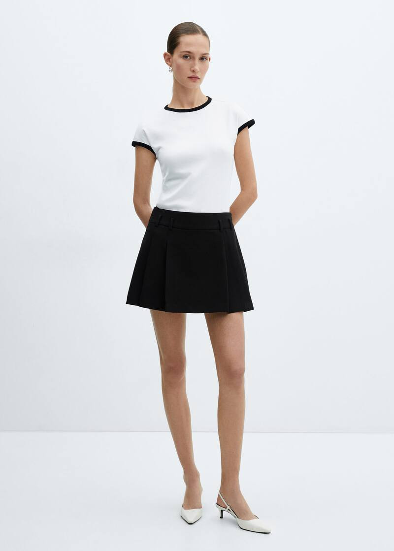 Contrast trim t-shirt -  Women | Mango USA | MANGO (US)