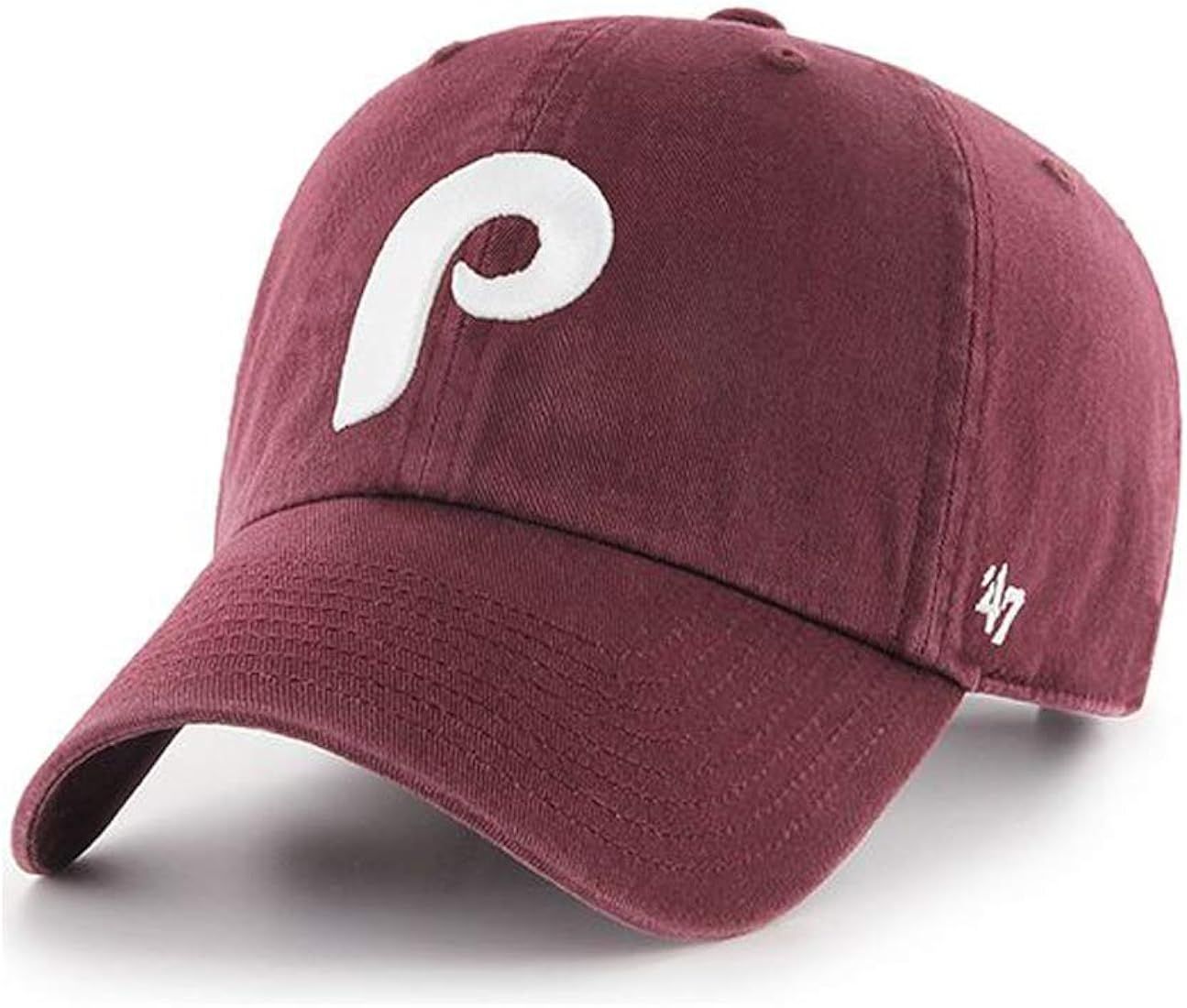 '47 Brand Philadelphia Phillies Clean Up Hat Cap Dark Maroon/White | Amazon (US)
