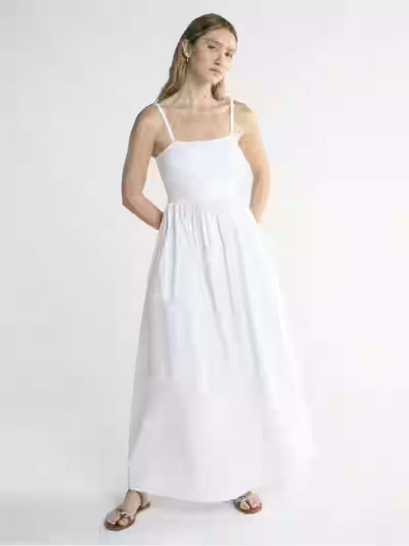 Scoop Women’s Mixed Fabric Maxi Dress, Sizes XS-XXL | Walmart (US)