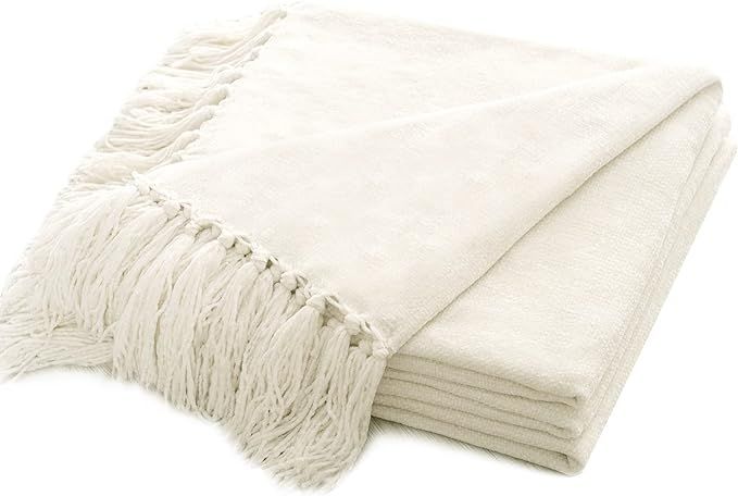 RECYCO Throw Blanket Soft Cozy Chenille Throw Blanket with Fringe Tassel for Couch Sofa Chair Bed... | Amazon (US)