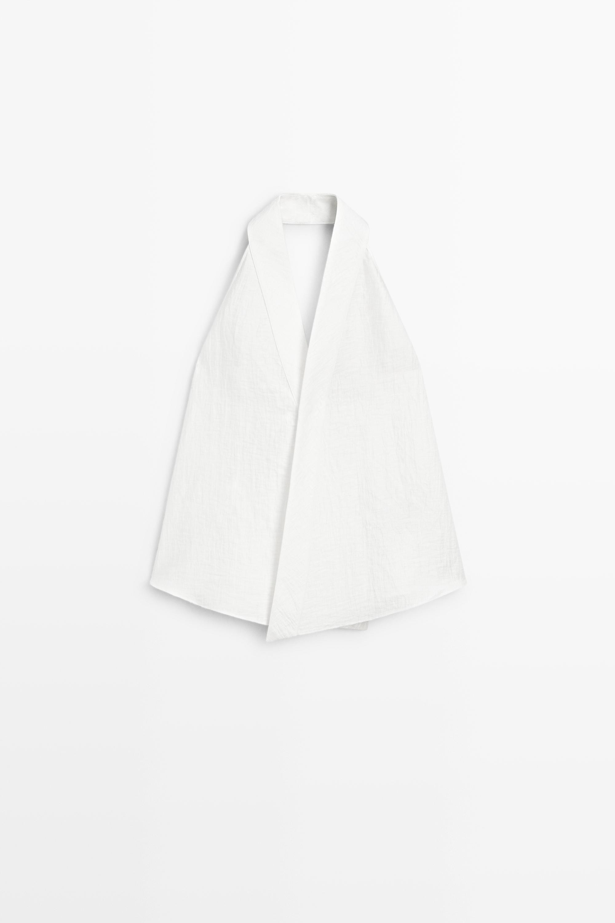 Linen blend crossover halter top | Massimo Dutti UK