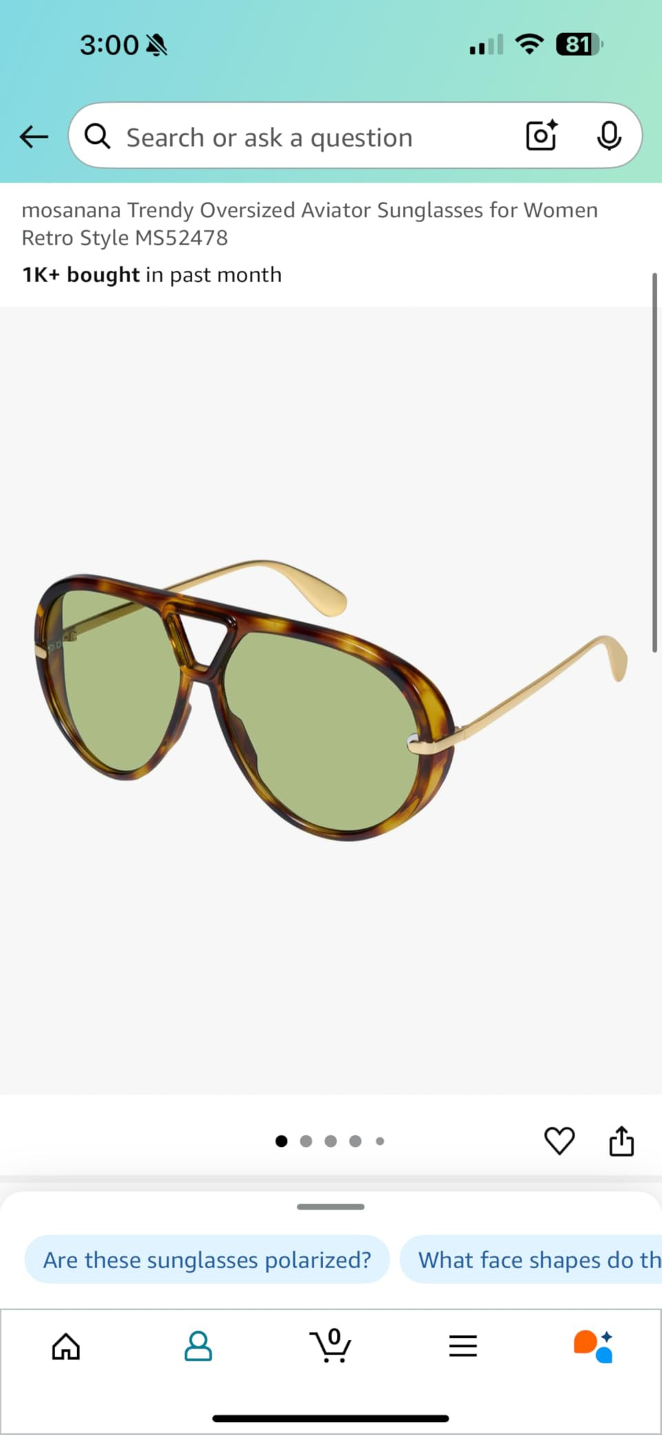mosanana Trendy Oversized Aviator Sunglasses for Women Retro Style MS52478 | Amazon (US)