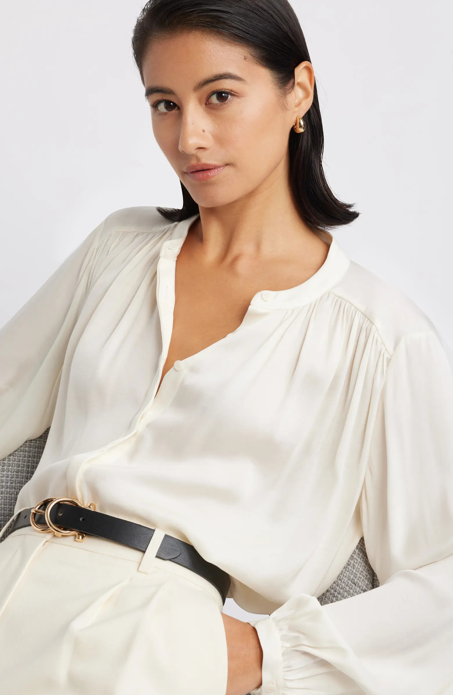 Shirred Satin Shirt | Nordstrom