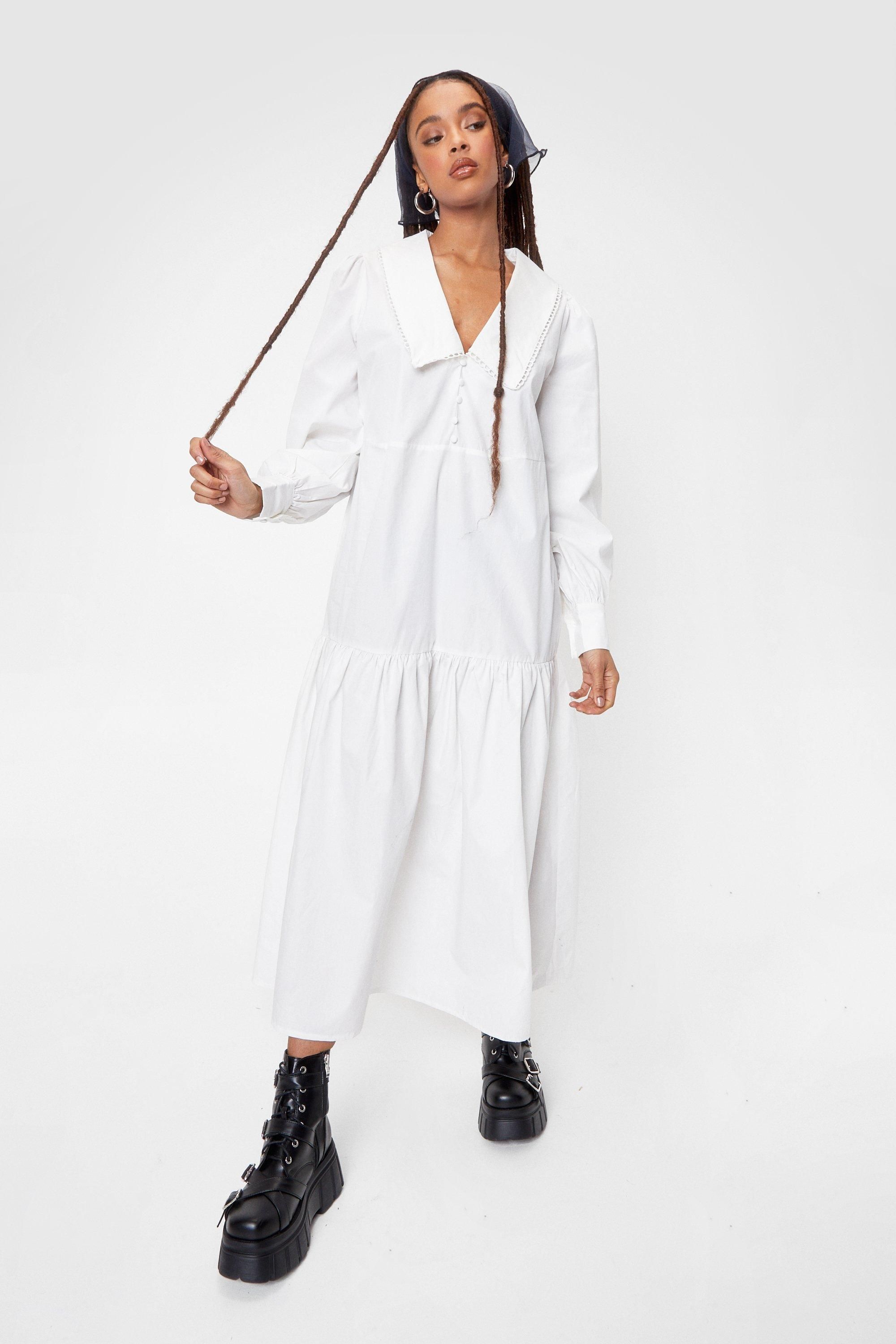 Oversized V Neck Long Sleeve Maxi Dress | NastyGal (UK, IE)