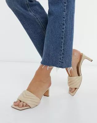 Stradivarius quilted mules in soft beige | ASOS (Global)