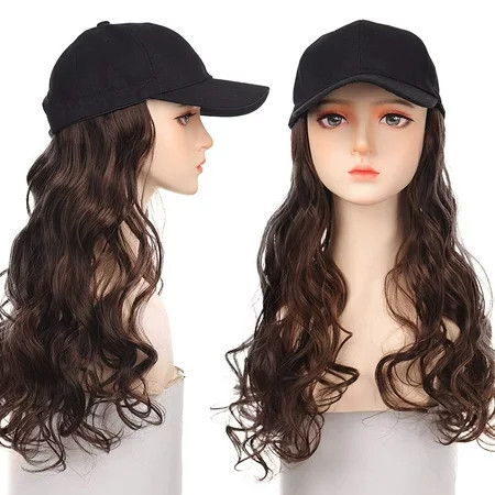 Hat Wig Long Water Wave Baseball Cap with Hair Hat with Hair Wig Hat Synthetic Hat Wig Adjustable Hat Wig Dark Brown Wig Hat Long Wig Party Daily USE锛圖ark Brown锛 | Walmart (US)