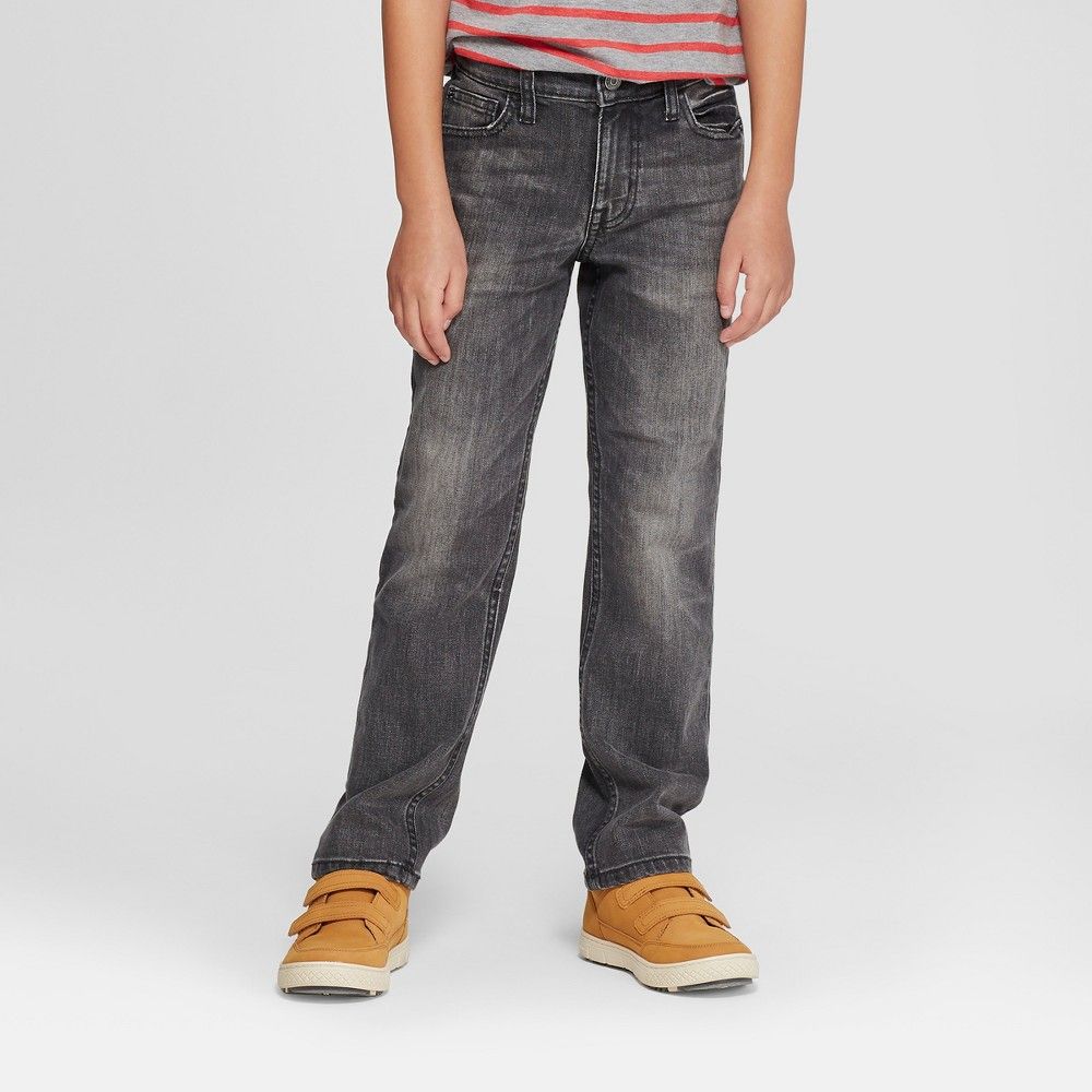 oversizeBoys' Straight Fit Jeans - Cat & Jack Gray 12 Husky, Boy's, Black | Target