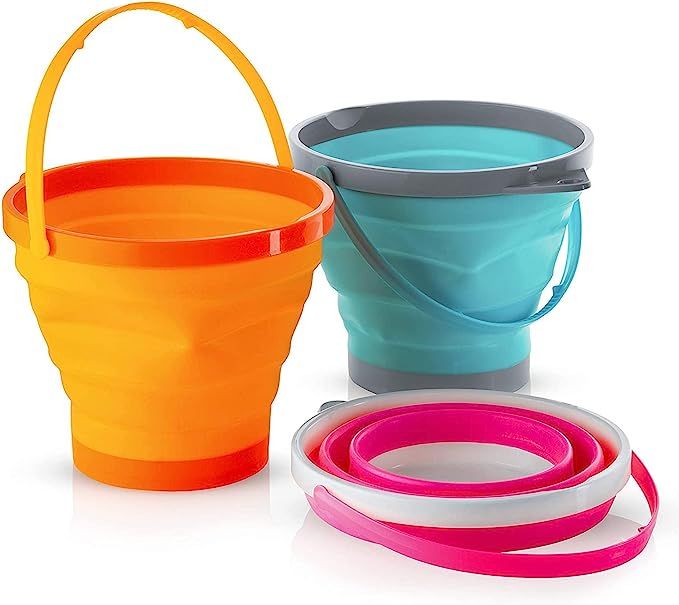 Foldable Pail Bucket Set of 3 Collapsible Buckets Multi-Purpose for Beach, Camping Gear Water and... | Amazon (US)