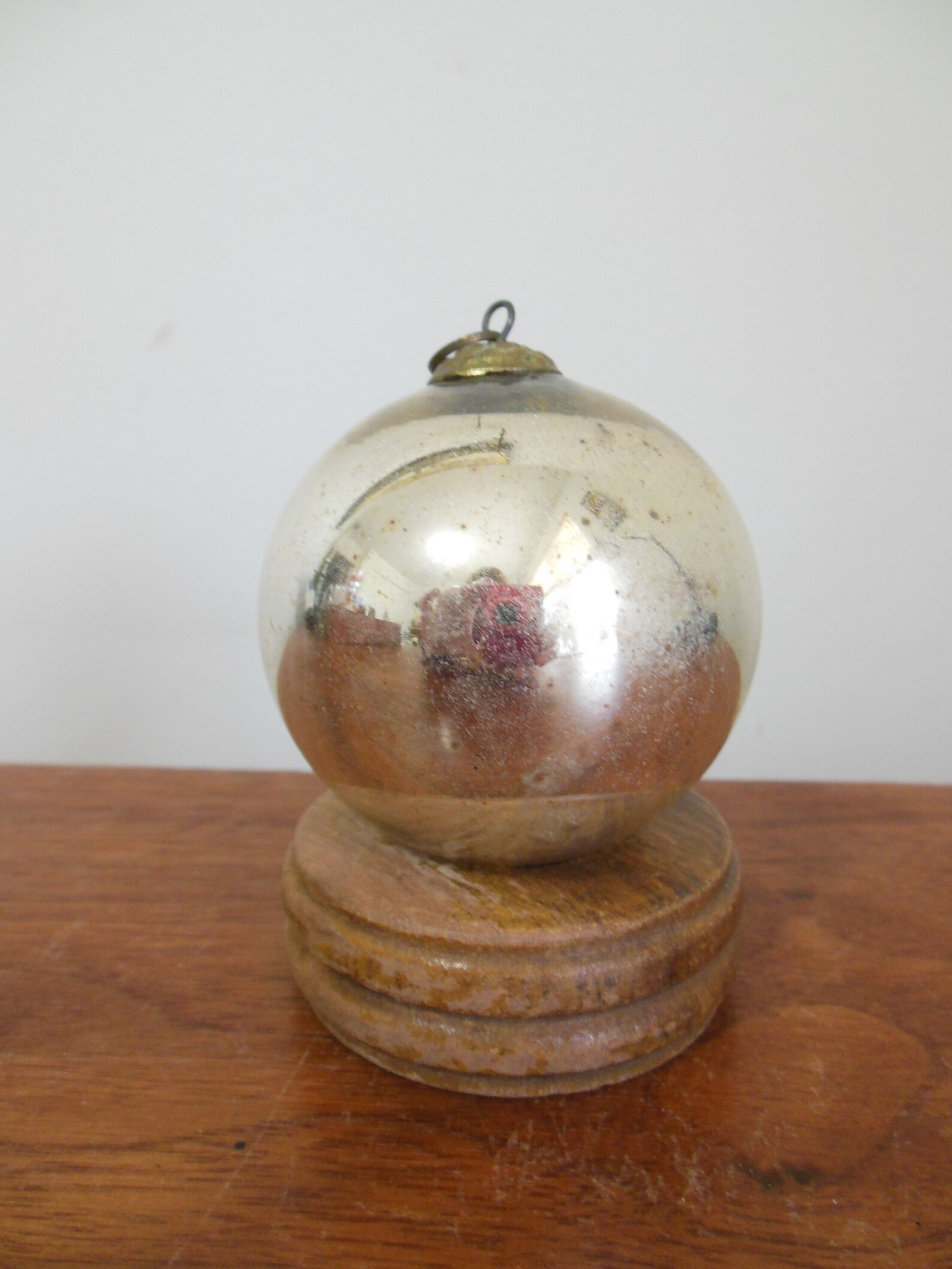 Old Silver German Kugel Blown Glass Christmas Ornament, Brass Cap Mercury Glass Antique Holiday D... | Etsy (US)