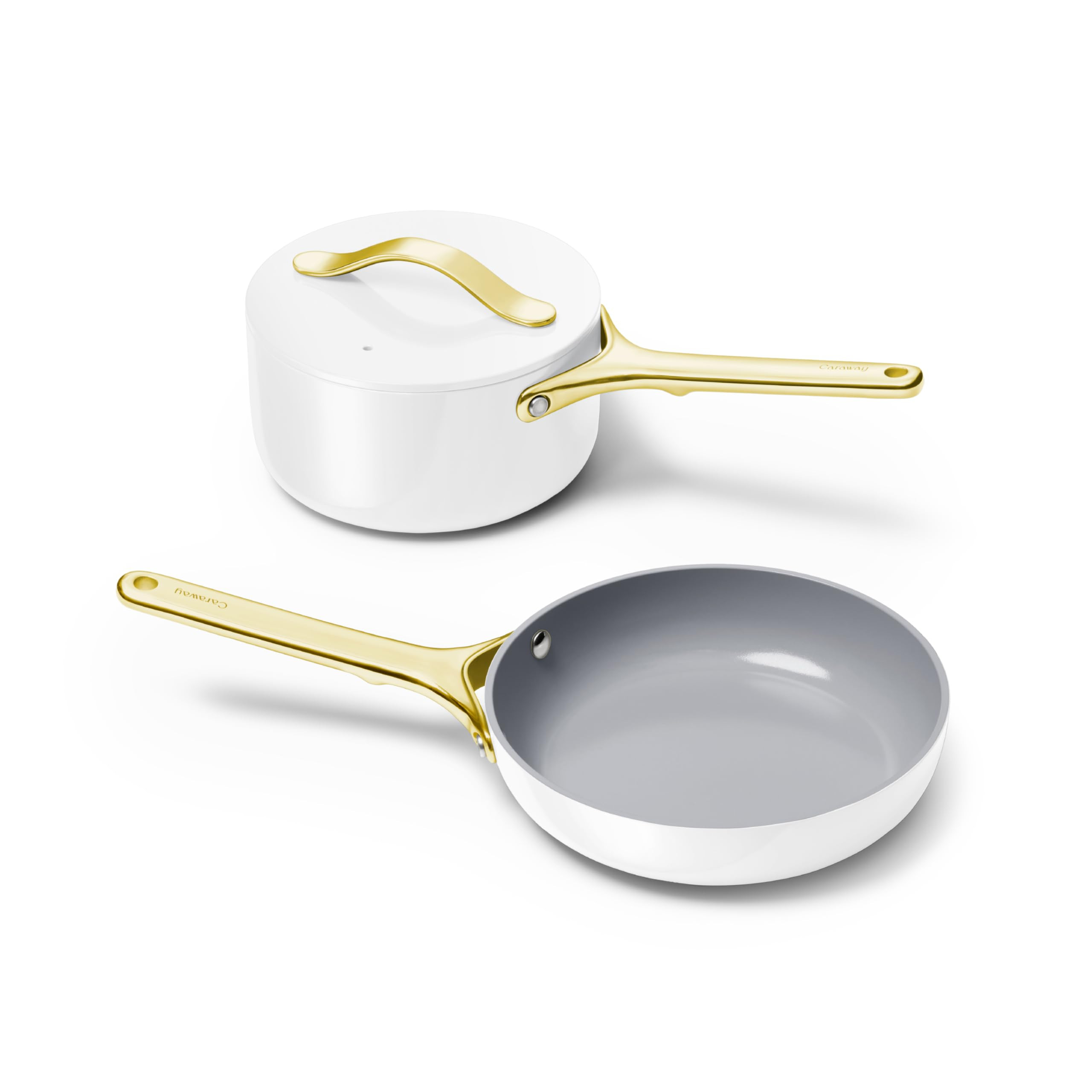 Caraway Mini Cookware Set - Non-Stick Ceramic Fry Pan (1.05 qt, 8") Sauce Pan (1.75 qt) & Storage... | Amazon (US)