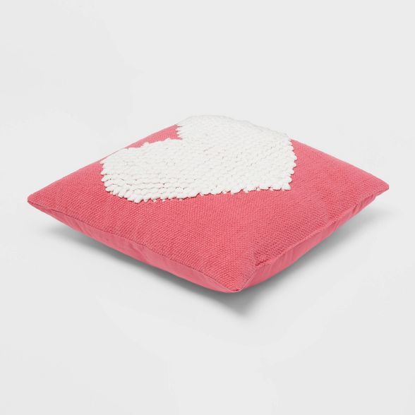 Textured Loop Heart Square Throw Pillow Pink - Threshold&#8482; | Target