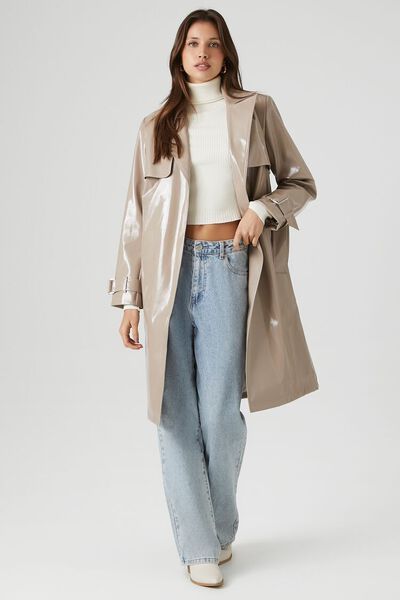 Belted Faux Leather Trench Coat | Forever 21 (US)