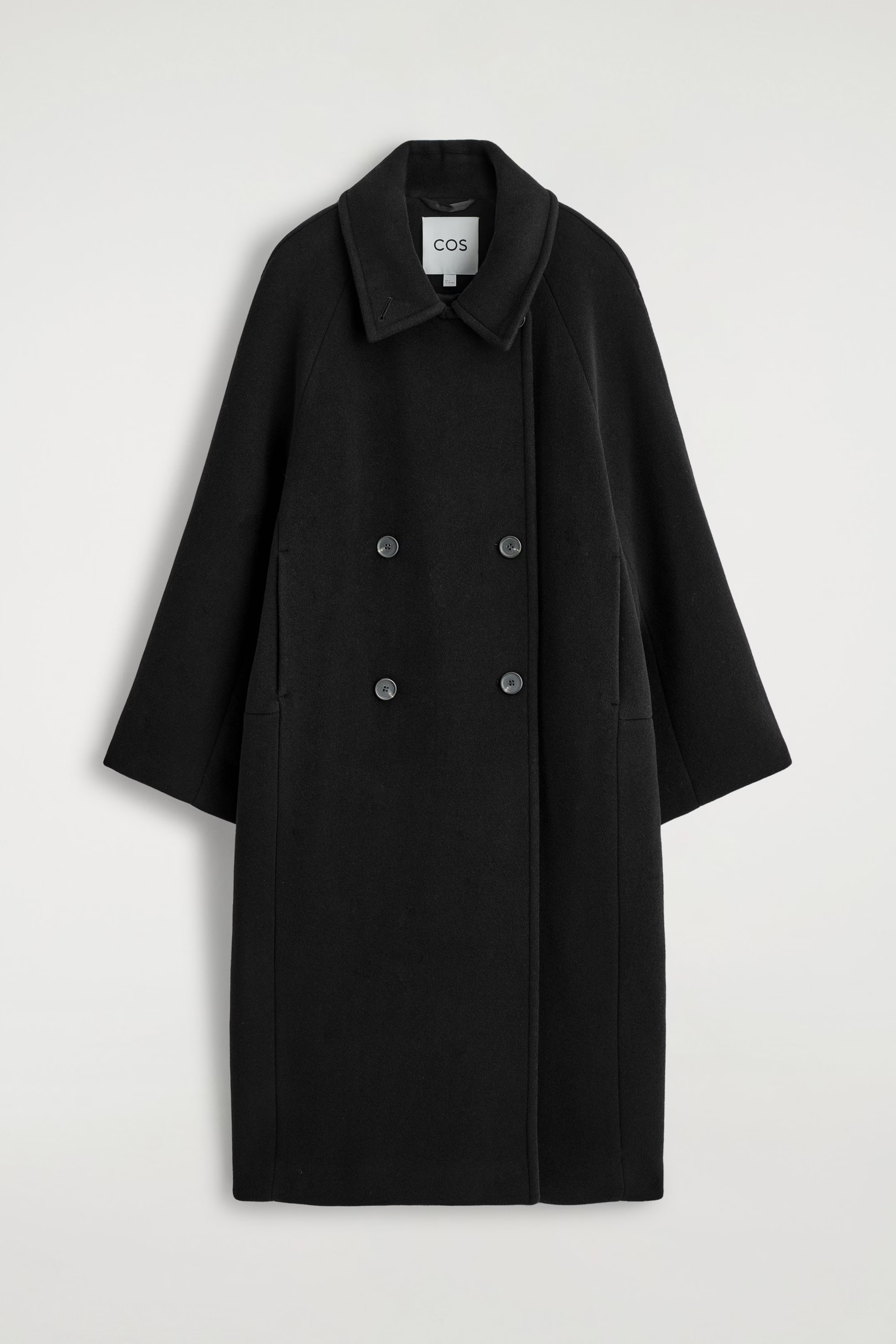 OVERSIZED DOUBLE-BREASTED WOOL LONG COAT - BLACK | COS GB | COS UK