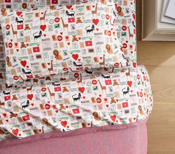 Rifle Paper Co. Valentine's Day Mail Organic Sheet Set | Pottery Barn Kids
