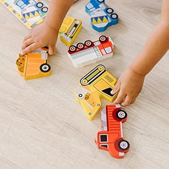 Melissa & Doug Construction Vehicles Wooden Chunky Puzzle (6 pcs) | Amazon (US)