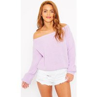 Rosalina Lilac Off The Shoulder Crop Jumper | PrettyLittleThing US