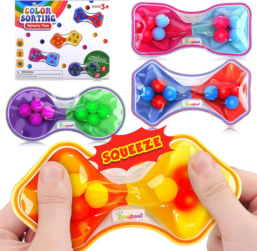 Sensory Fidget Toys for Kids Toddler: 4 Pack Color Sorting Sensory Toys for Autism - Squeeze Calm... | Amazon (US)
