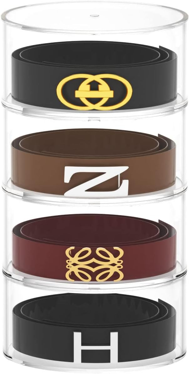 FEMELI Belt Organizer, Acrylic Display Case with 4 Layers Storage Holder for Watches, Jewelry, Ma... | Amazon (US)