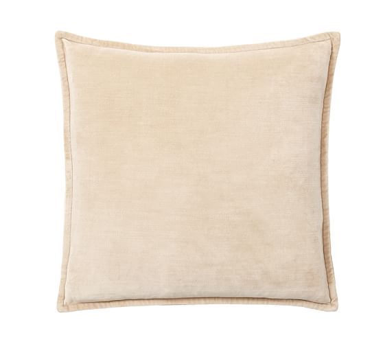 Washed Velvet Pillow Cover - Lambswool | Pottery Barn (US)
