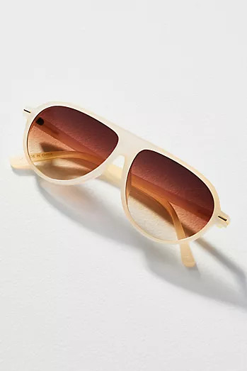 I-SEA Skinny Rectangle Tortoiseshell Sunglasses | Anthropologie (US)