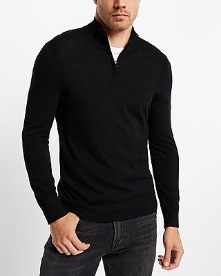 Merino Wool Quarter Zip Mock Neck Sweater | Express