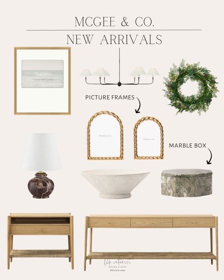 McGee & Co. New Arrivals 
Wall art / chandelier / summer set wreath / console table / oak nightstand / decorative bowl / marble box / table lamp / picture frame 

#LTKSeasonal #LTKHome