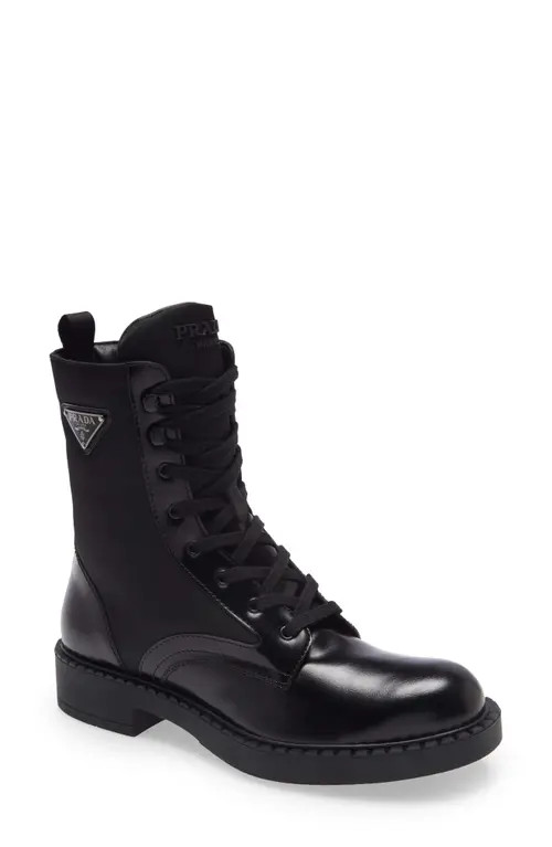 Prada Chocolate Combat Boot in Nero at Nordstrom, Size 8Us | Nordstrom
